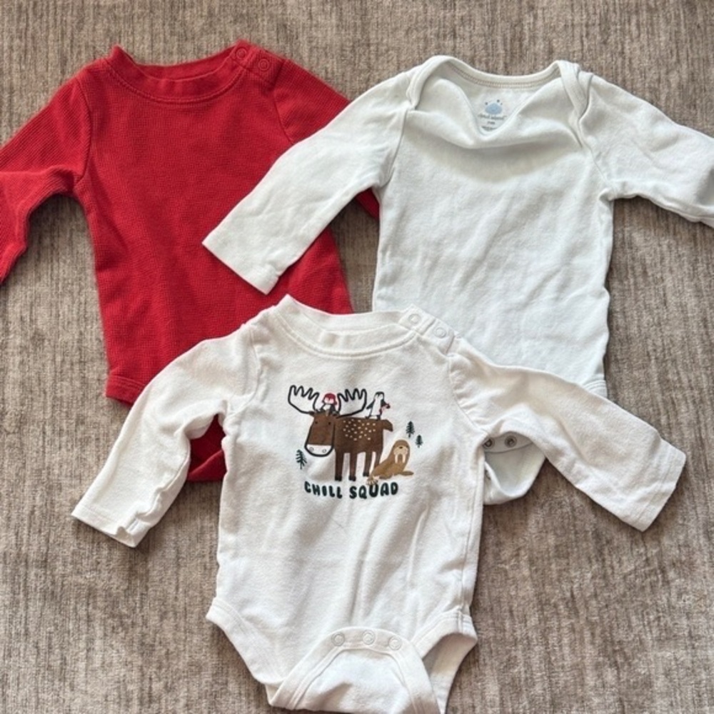 Cloud Island Kids Bodysuit Set - Red, White, and Cream